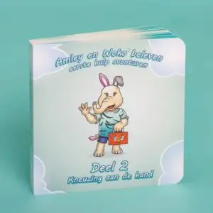 Amley en Woko – Kneuzing aan de hand: educatief EHBO-boekje waarin kinderen leren hoe ze een gekneusde hand kunnen verzorgen.