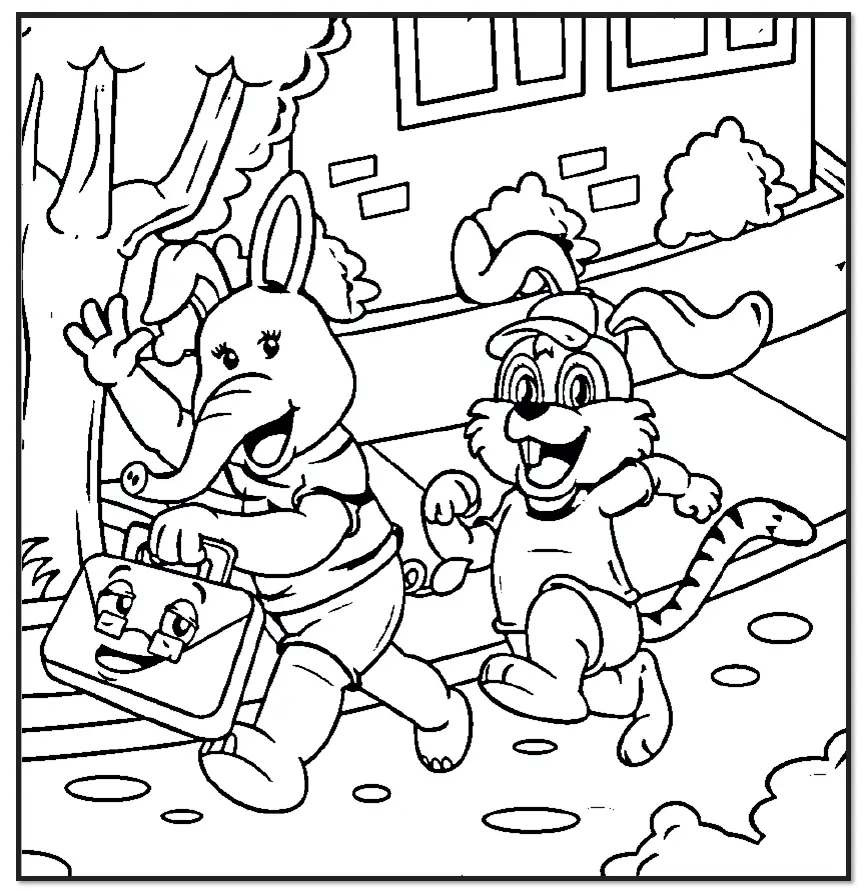 Gratis kleurplaat van Amley, Woko en Jay – een leuke en educatieve EHBO-kleurplaat voor kinderen.